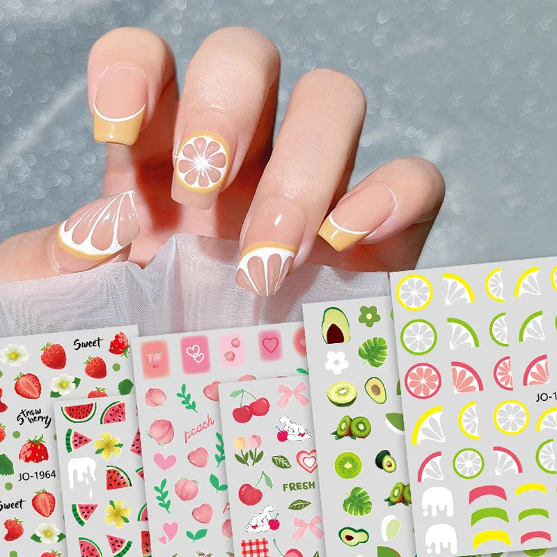 Lime Lemon 3D Nail Art Stickers Decals Adhesive Slider Summer Juicy Fruits Nail Pattern DIY Manicure Decorations