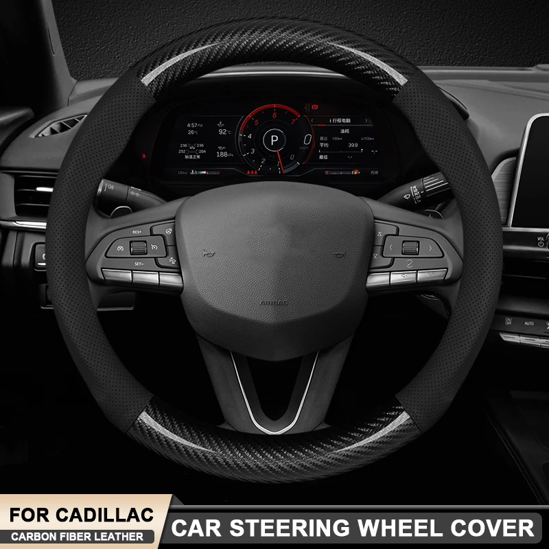 

Car Carbon Fiber Leather Steering Wheel Cover For Cadillac CT4 CT5 CT6 EXT STS SLS SLR SRX XLR XTS XT4 XT5 XT6 ATS CTS Escalade