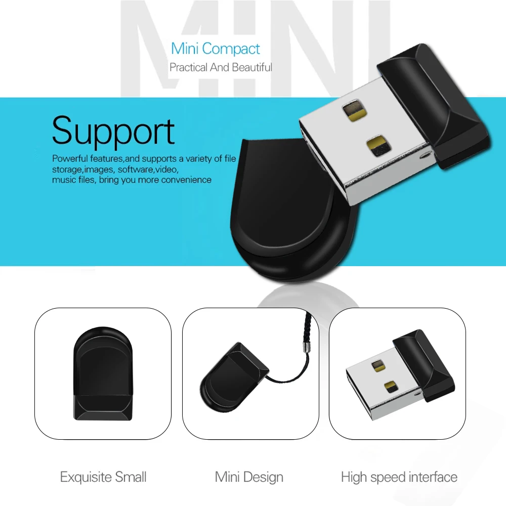 Super Mini USB Flash Drive 64GB 32GB 16GB 8GB 4GB ไดรฟ์ปากกากันน้ําความเร็วสูง Thumbdrive Flashdisk USB 2.0 Memory Stick