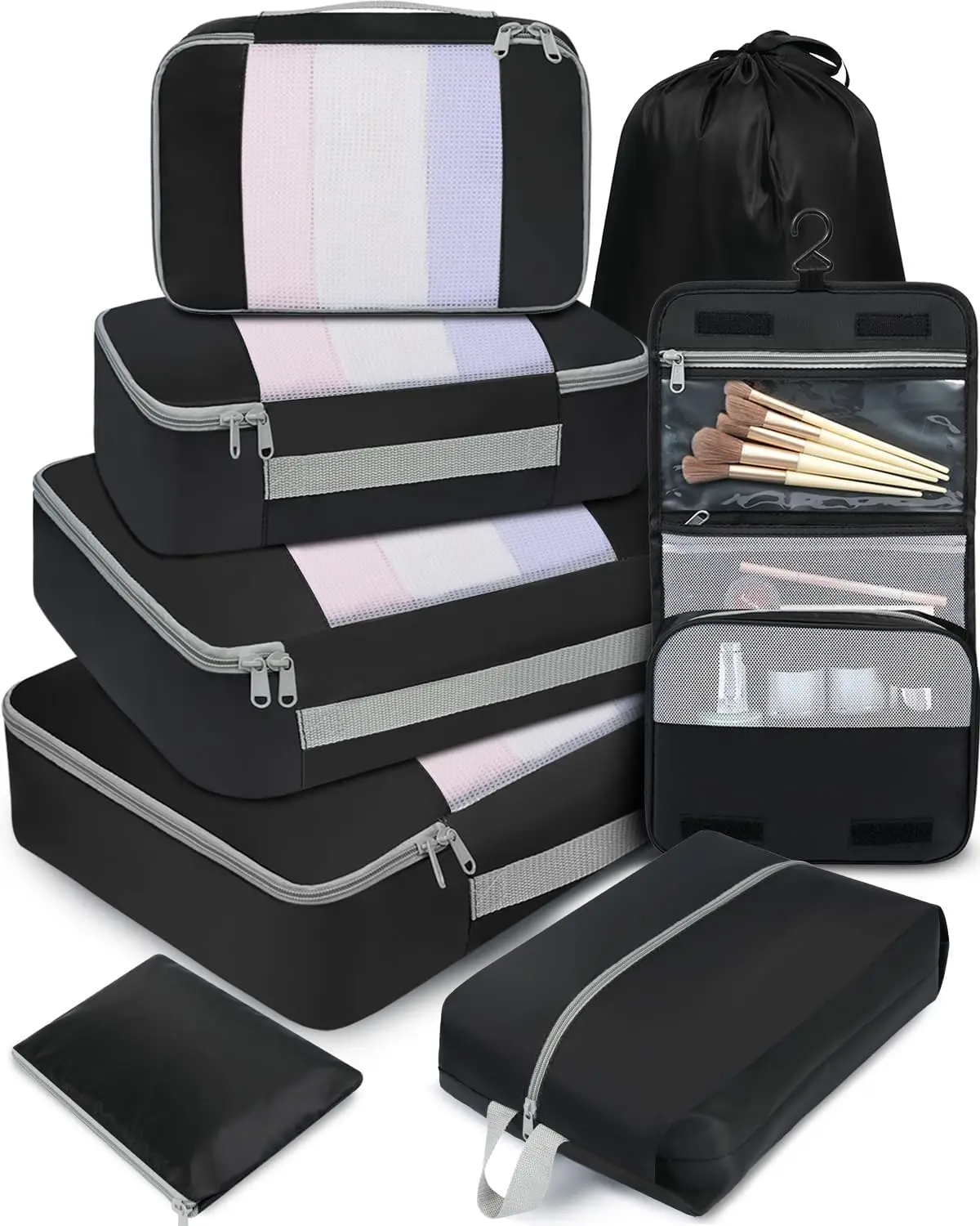 

6/8/10 Set Packing Cubes for Travel - Organize Luggage, Carry On, Suitcase