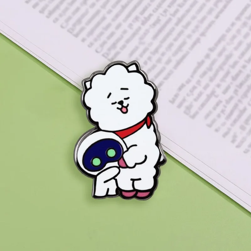 BT21 RJ Metal Badge Creative High Color Value Anime Cartoon Doll Styling Printed Men's and Women's Bags Clothes Decorative Gift view 3