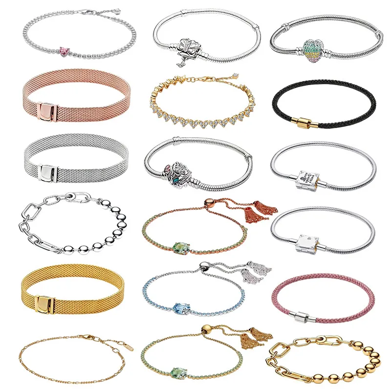 Cadena de Reloj Nueva de Plata S925, Borla de Oro con Zafiro, Flor Púrpura Dorada, Brazalete de Amor, Cadena de Hueso de Serpiente Simple y Exquisita