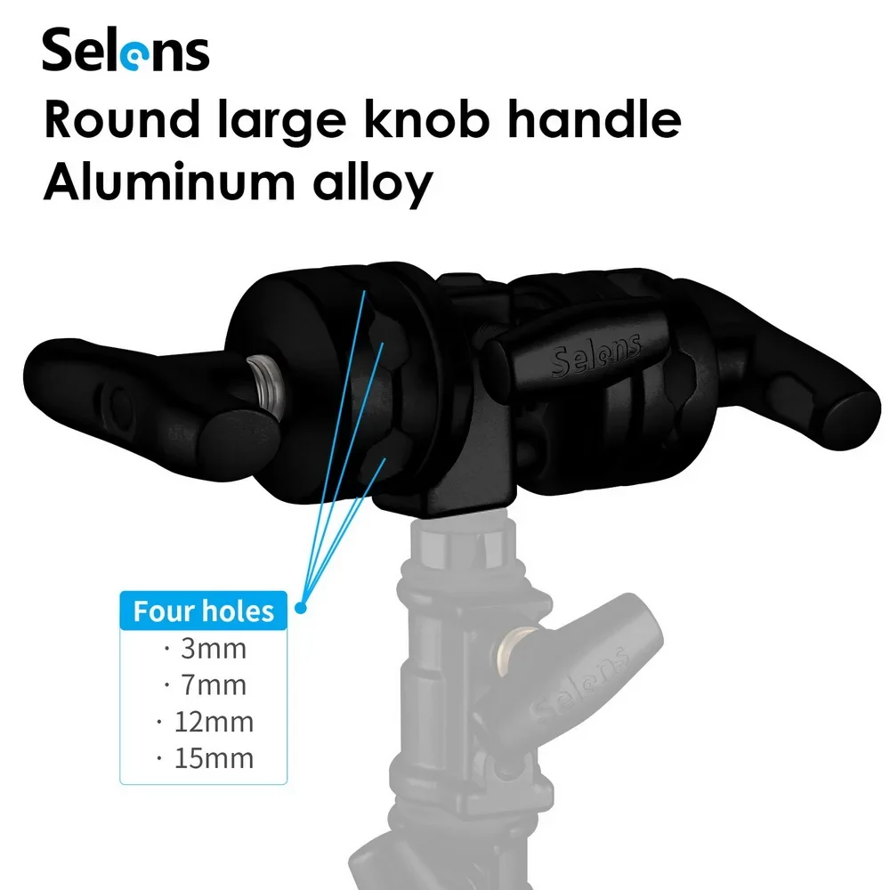 Selens 2 في 1 قبضة رئيس المشبك سبائك الألومنيوم تصاعد محول ل C-حامل ضوء حامل ترايبود تمديد بوم الذراع استوديو الصور