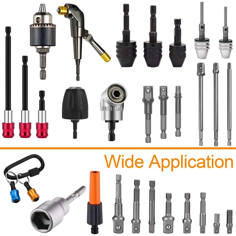 5Piece Magnetic Drill Bit Extension Set, 3PCS Bit Extension Kit With 3 Sizes And 2PCS Bit Holder Keychain Easy To Use