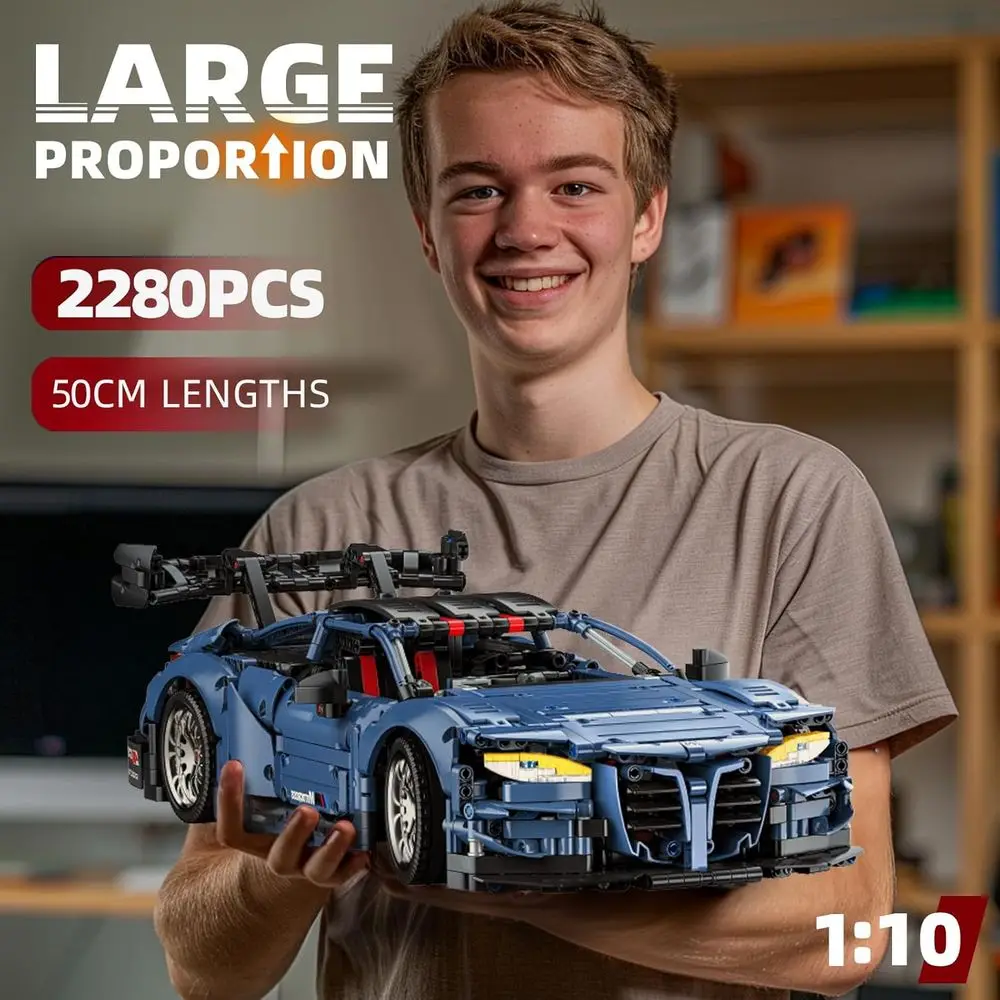 Kit de voiture de course technique à l'échelle 1:10, défi de construction de 2280 pièces pour adultes et adolescents 14+, cadeau de collection pour les amateurs de voitures