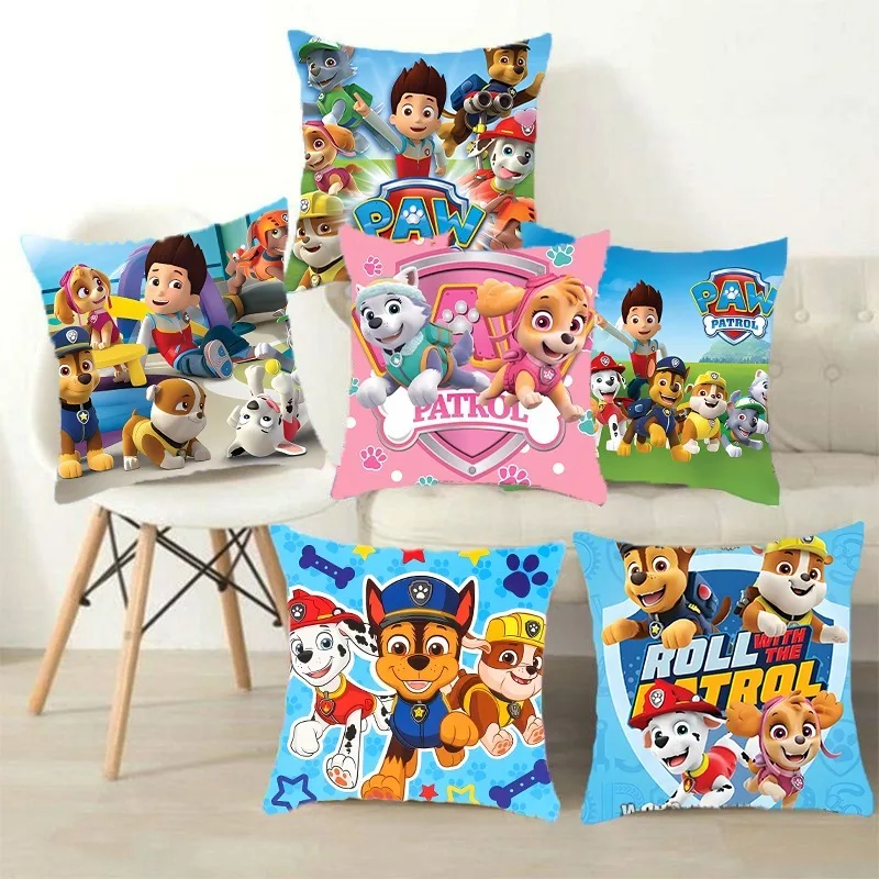 Paw Patrol 45cm Cushion Cover Cute Flannel Pillow Case Cartoon Anime Print Decorative Sofa Pillowcase Home Decoration Party Gift