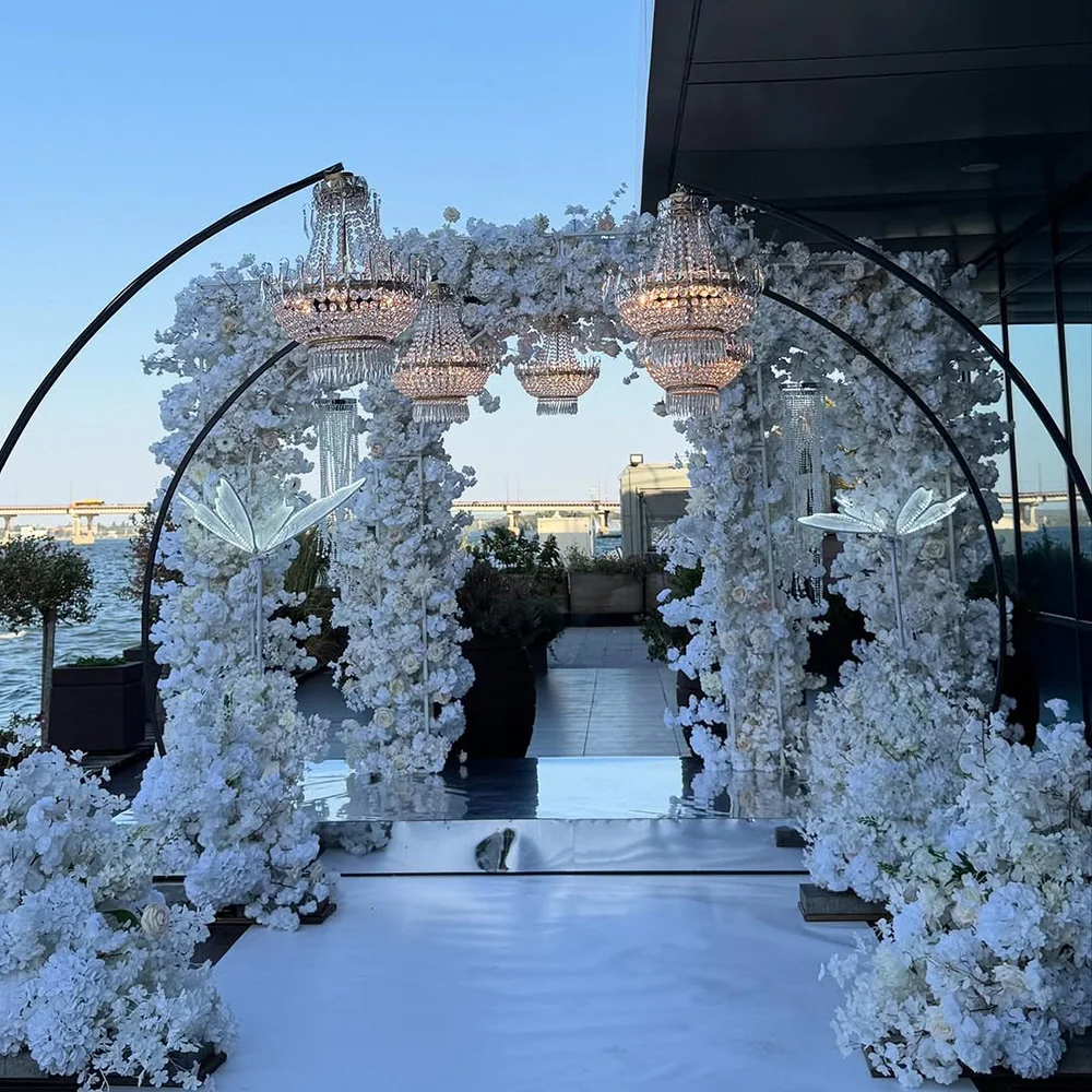 Wedding Party Decoration iron metal semicircle arch flower stand wedding backdrop floral shelf banquet stage frame backdrop