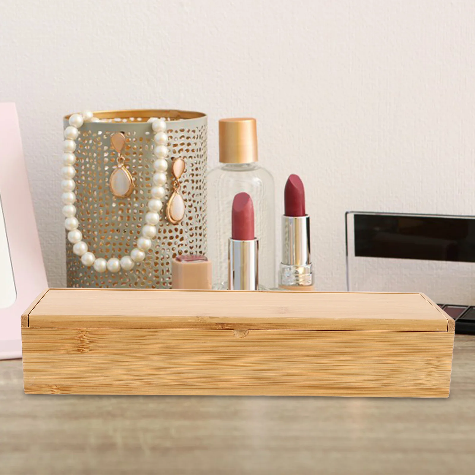 

Bamboo Chopsticks Box Rectangular Kitchen Utensil Organizer Silverware Storage Case Drawer Countertop Cutlery Tray