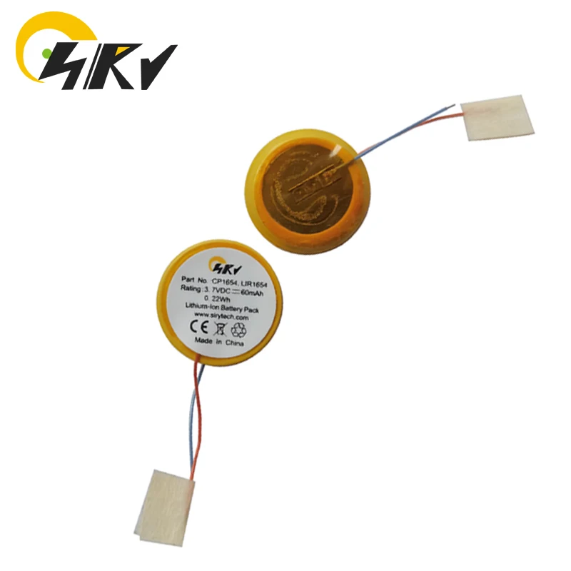 LIR1654 3.7V 60mAh Button Battery For TWS Earphone For Wireless Bluetooth Headset CP1654 Lithium-ion Battery