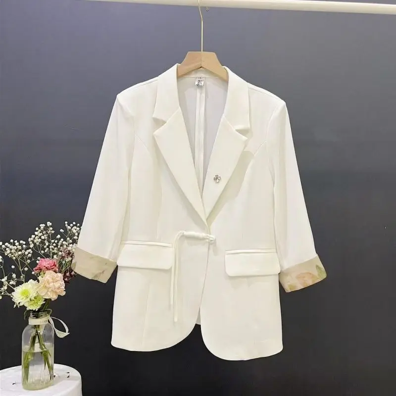 

Chinese Sle ort Casual Suit Jaet National Trend Spring Summer New Arrival High Quali Small Size Women's Faion