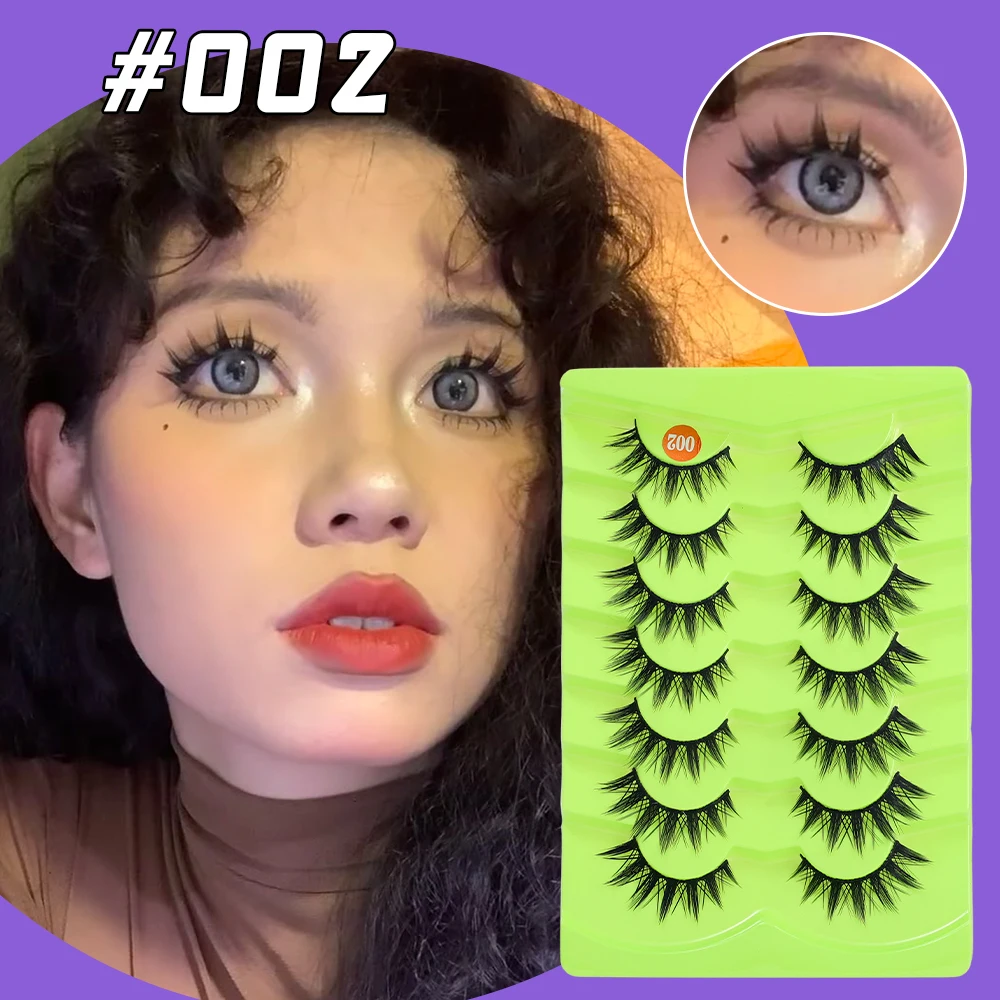 7 par rzęs 3D Mink Manga Lashes Korean Natural Full Strip Lashes Extension Makeup Soft Cross Mink Fluffy Fałszywe rzęsy