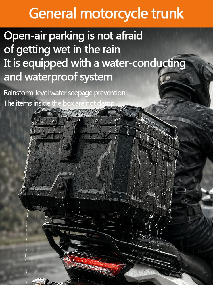 Universal Large-capacity 55L / 65L Large Waterproof Quick-release Trunk For Motorcycles, Electric Motorcycle Backrest Rear Trunk