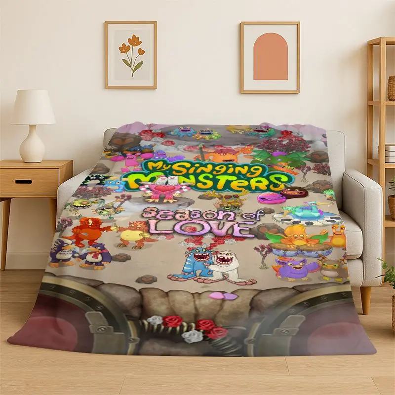 Manta de Franela con Diseño de My Singing Monsters, Suave para Dormitorio, Sala de Estar, Cama, Viajes, Campamento y Picnic