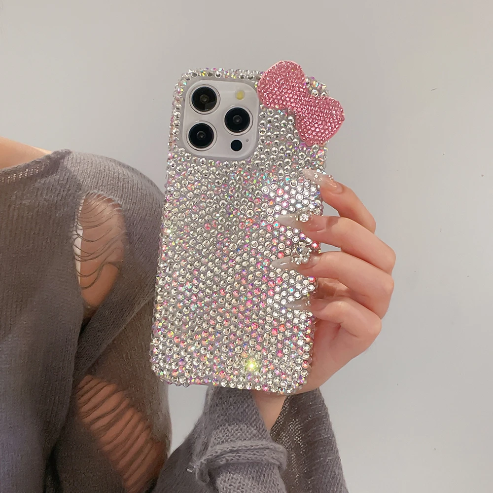 3D Glitzer Schleife Diamant Kristall Handyhülle für iPhone 13 12 15 14 16 Plus 17Pro 18 Pro Max Air 11 Stoßfeste Bling Schutzhülle – Detail 7