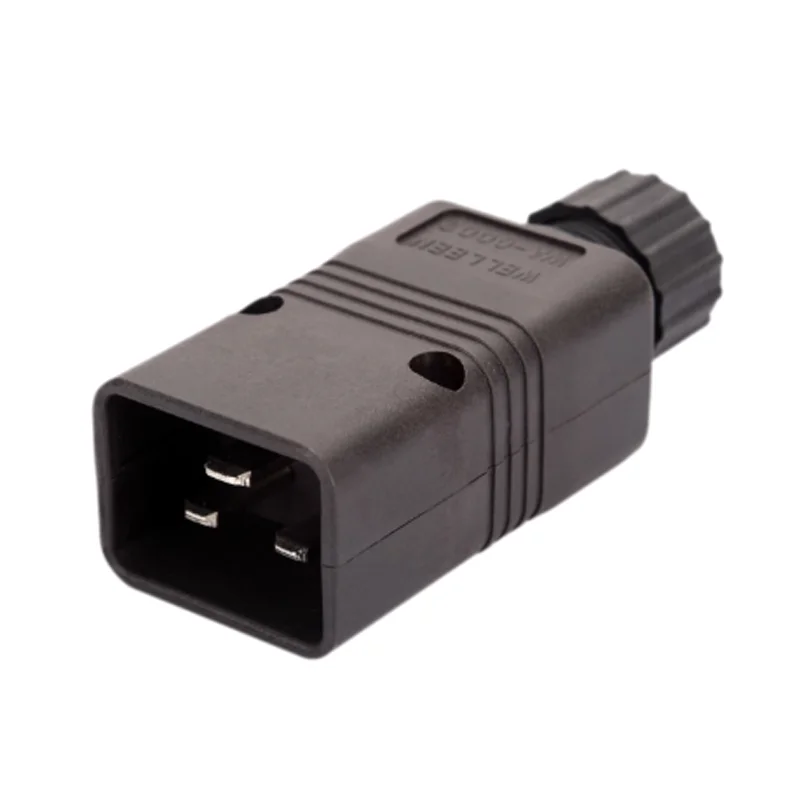 Zwart 16A 250V Herbedraadbare IEC320 C19 C20 Mannelijke Vrouwelijke Connector Afneembare PDU AC Stekker Stroomkabel Snoer Connector