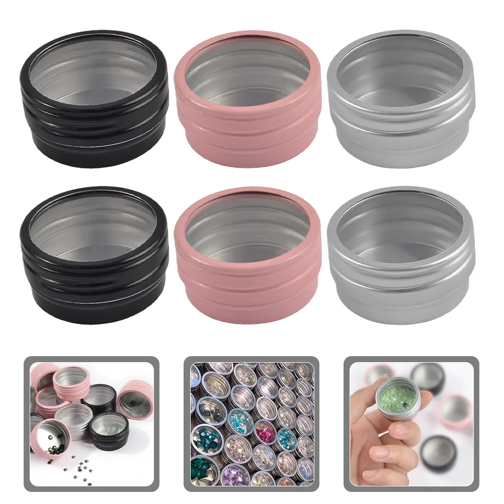 

6 Pcs Nail Storage Box Round Bead Organizer Craft Small Item Container Containers for Beads Aluminum Jewelry Organizers and