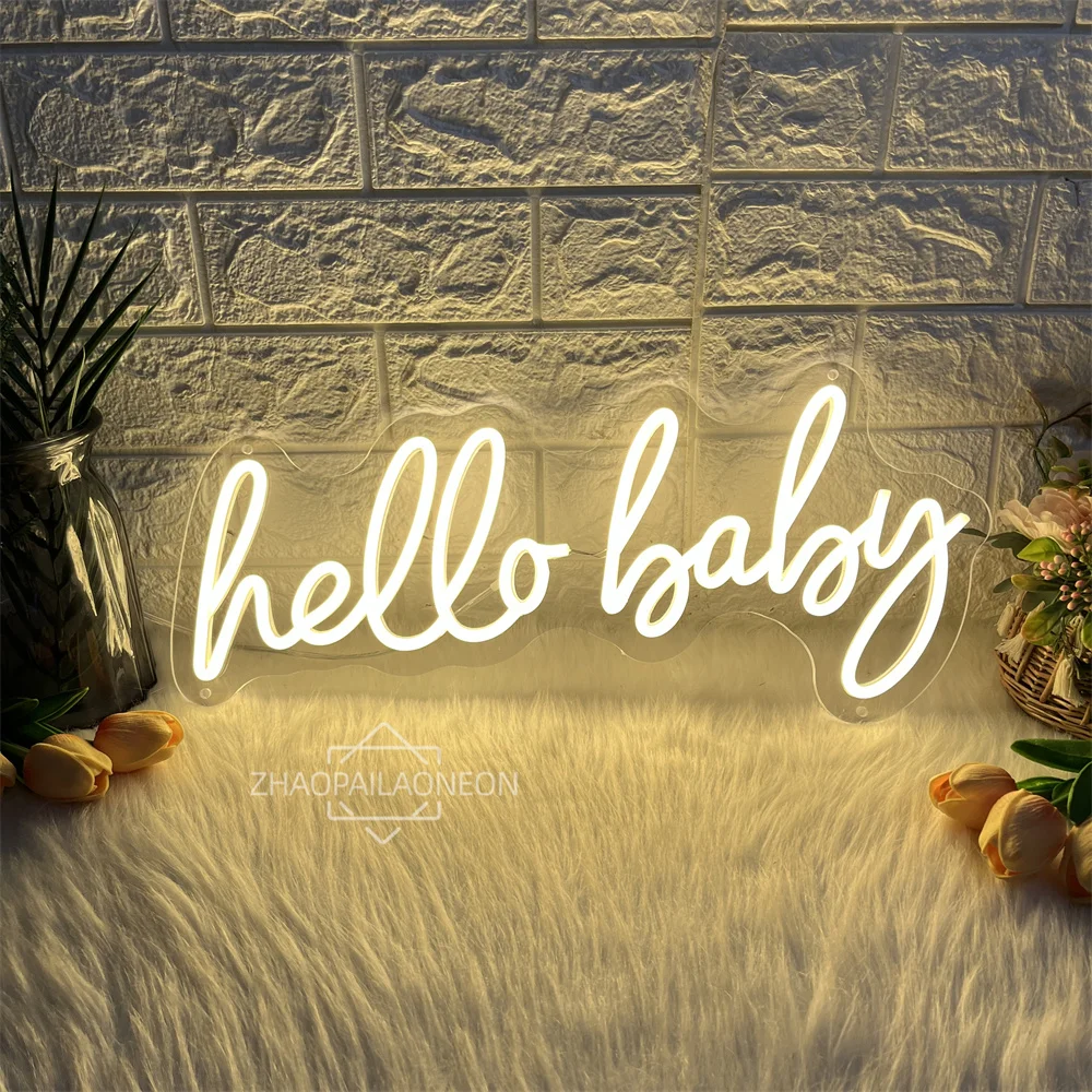 

Hello Baby Neon Sign Led Room Wall Decor Marriage Wedding Decoration Romantic Letter Logo Neon Light Dimmable Lamp