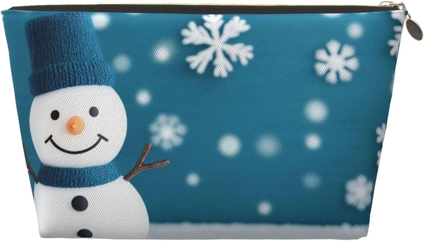 Cosmetic Bag Winter Snowman Snowflake Makeup Pouch Travel Toiletry Organizer Zipper Waterproof for Women