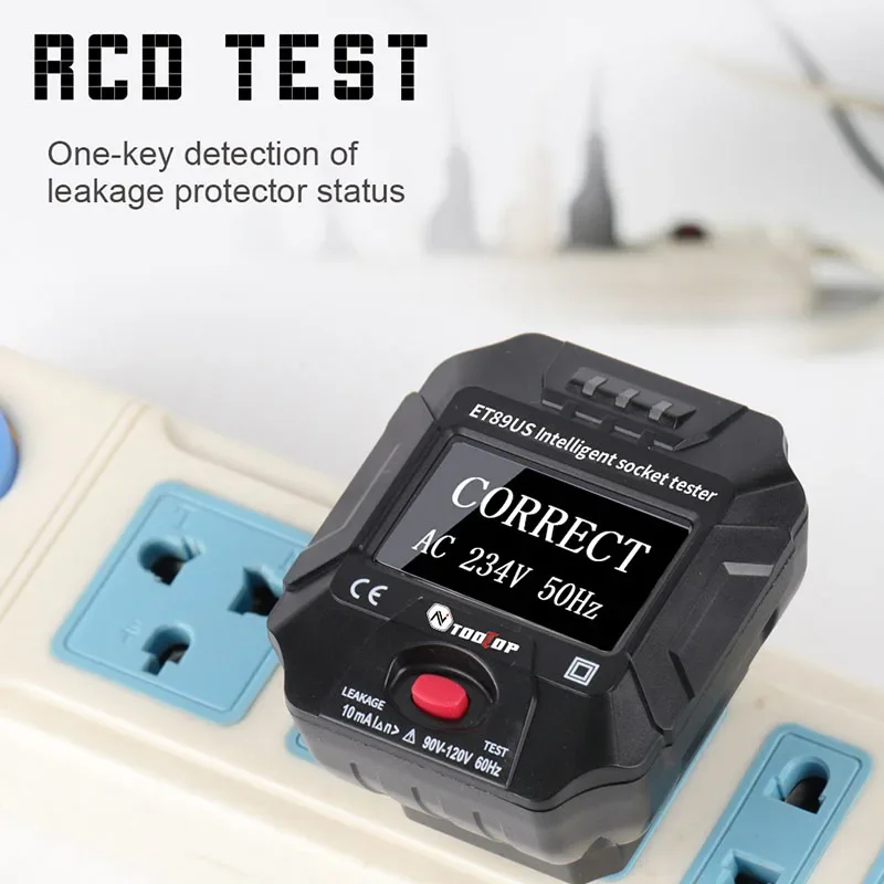 Tool Socket Tester Grote verlichte stekker Ground Zero Line Polariteit Fase Stroomonderbrekerzoeker Automatische elektrische circuitdetector