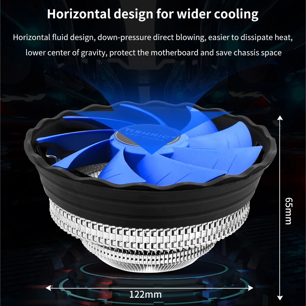 TISHRIC chłodnica procesora wentylator chłodzący 3Pin PWM chłodnica procesora komputera dla Intel LGA 1700 1200 1150 1151 AMD AM3 AM4