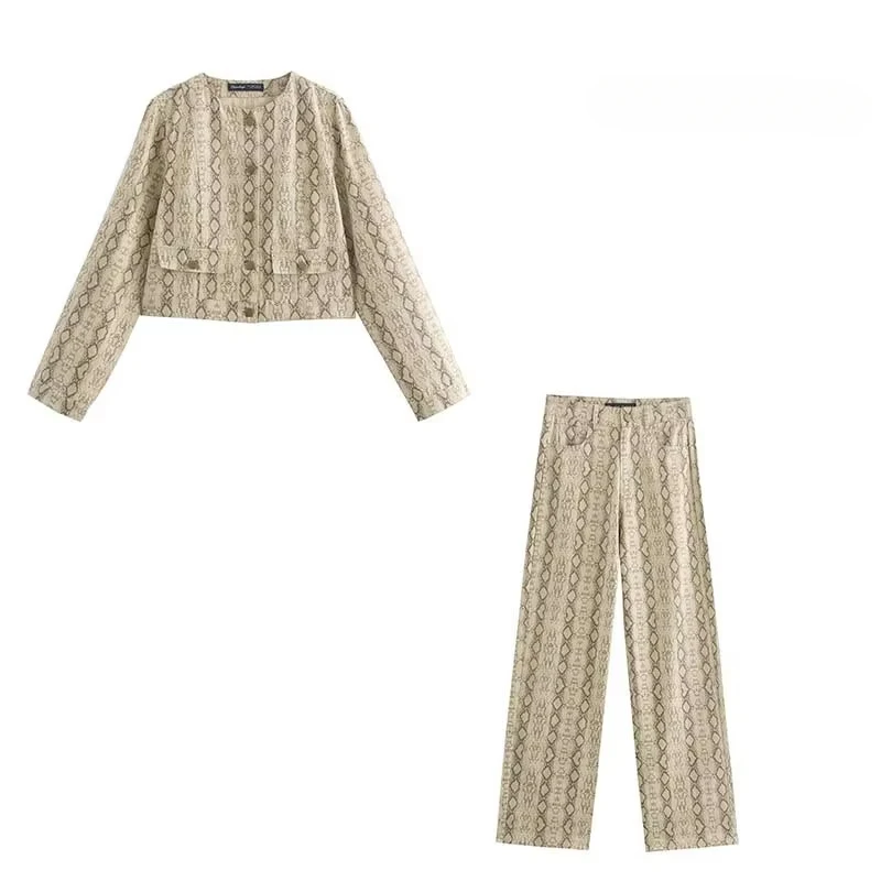 

TRAFZR Denim Set Woman Two Pieces Casual Elegant Long Sleeve Sets Ladies Fashion Y2k Outfit Set Women's Autumn Suit Sets