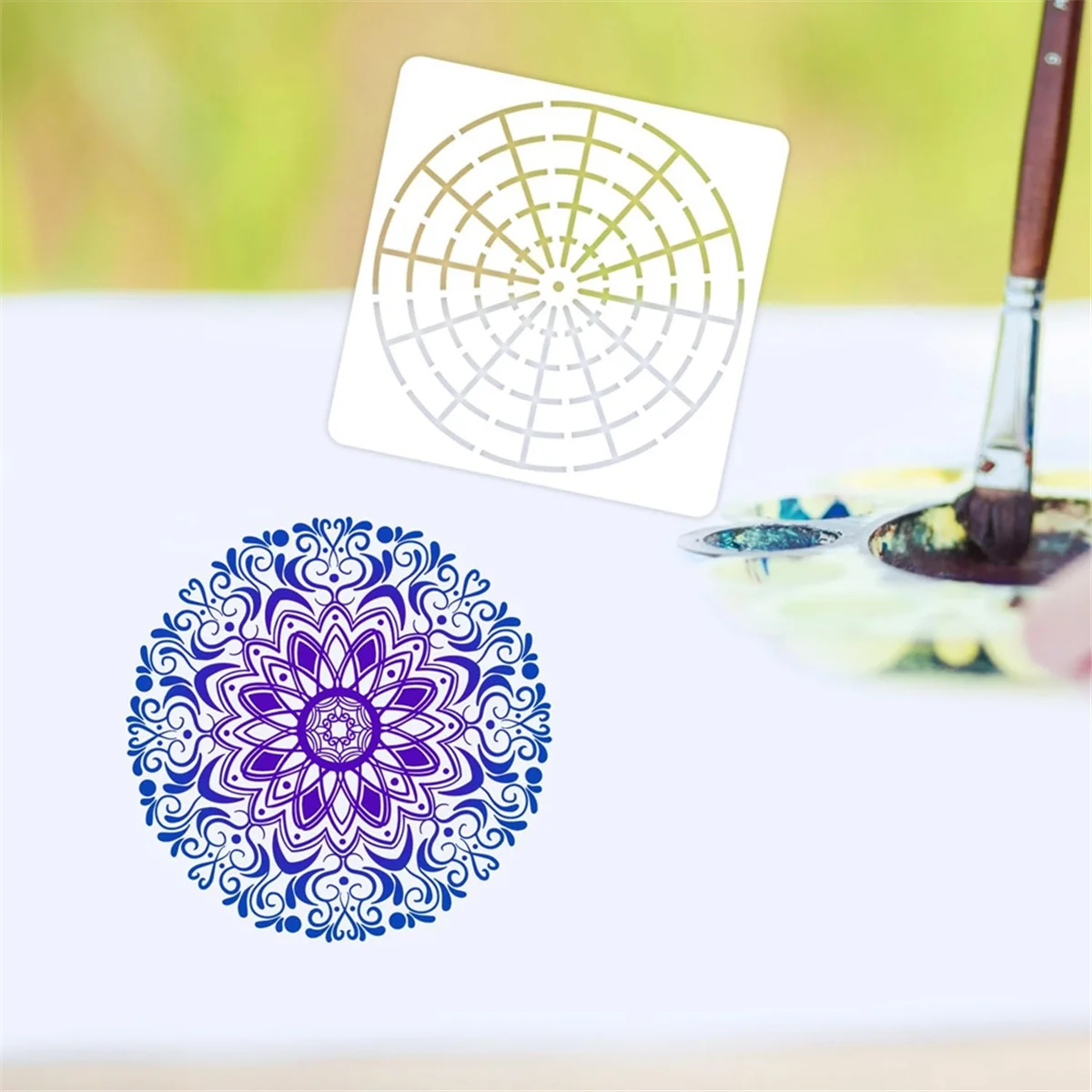 Juego de plantillas de herramientas de pintura de puntos de Mandala de 15 piezas, plantilla de plantilla de Mandala reutilizable para pintura DIY de lienzo de madera de roca