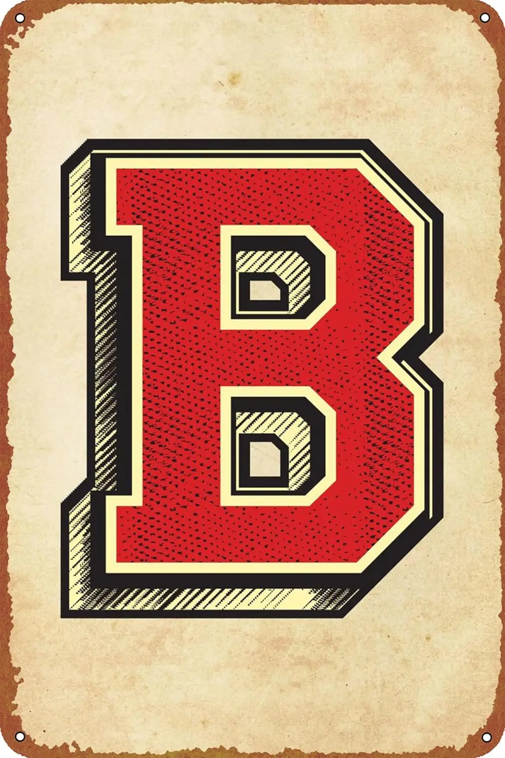 1p,Vintage Letter B Poster Metal Sign Tin Metal Retro Wall Decor for Home,Street,Gate,Bars,Club