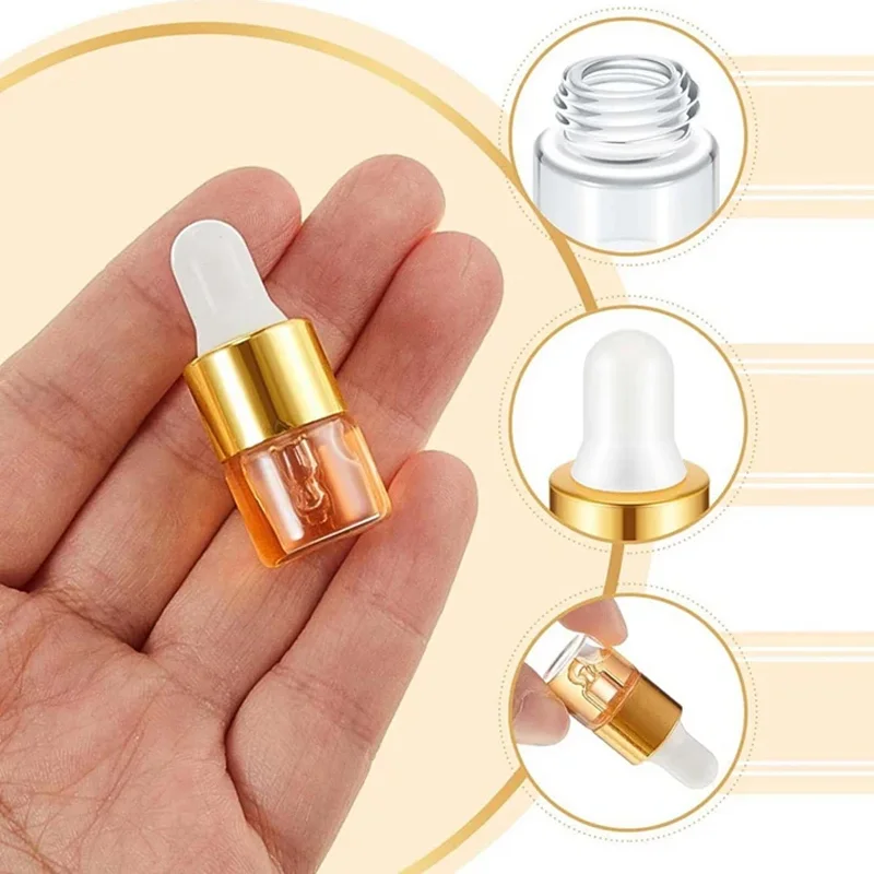 20Pcs 1ml 2ml 3ml 5ml Mini Dropper Bottles for Essential Oil Aromatherapy Bottles Cosmetic Empty Containers Perfumes Refillable