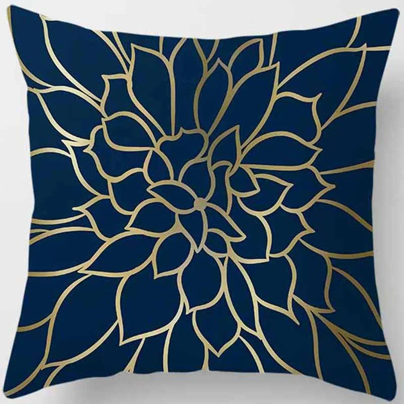 Blue tone printing square pillowcase, home decoration, car sofa cushion cover 60X60CM funda de almohada