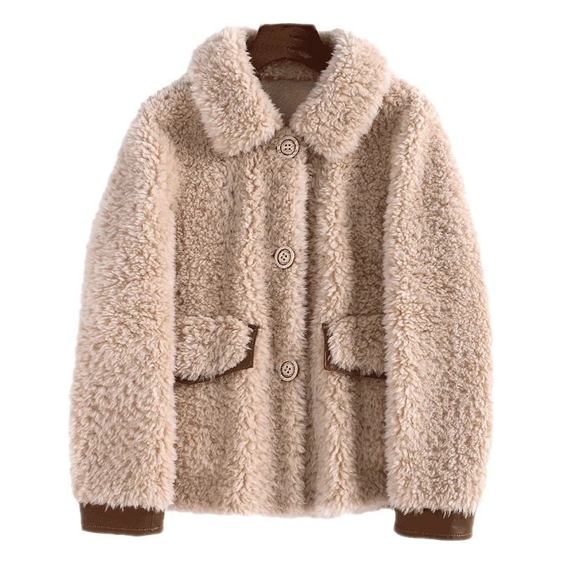 AYUNSUE Nữ Mùa Đông Áo Khoác Cừu Shearling Áo Khoác Thời Trang Nữ Len Lót Lông Ấm Áp Phục Nữ Áo Khoác Nỉ Casaco Feminino lq