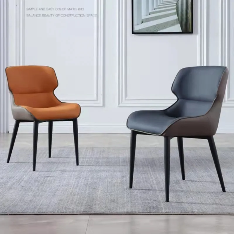 

Modern simple household dining chair Small apartment leather art comfortable dining chair Minimalist makeup chair Restaurant dol