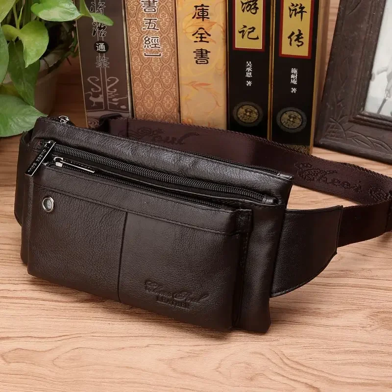 High Quality Men Waist Pack Bag Belt Chest Bags Invisible Thin Pocket Casual Pouch Male Genuine Leather Hip Bum Fanny Pack