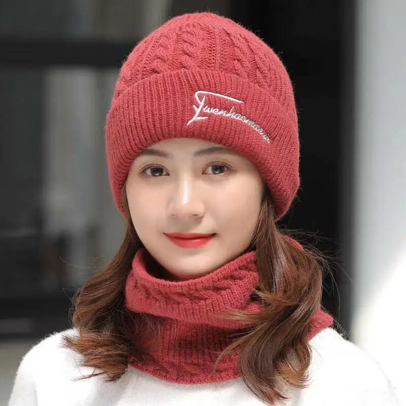 gorro-feminino-de-trico-com-cachecol-integrado-de-la-grossa-para-protecao-de-orelhas-e-pescoco-estilo-novo-producao-ch