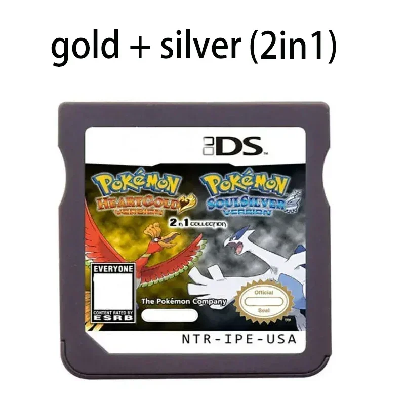 لعبة بطاقة NDS لمشغل البوكيمون NDS المحمول DS لعبة فيديو خرطوشة HeartGold SoulSilver هدية باللونين الأبيض والأسود