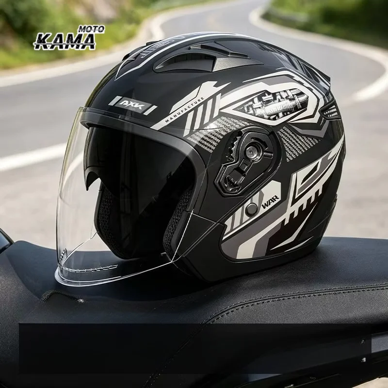 Dual Visor Motorcycle Racing Helmet - 3/4 Open Face Retro Motorcycle Helmets