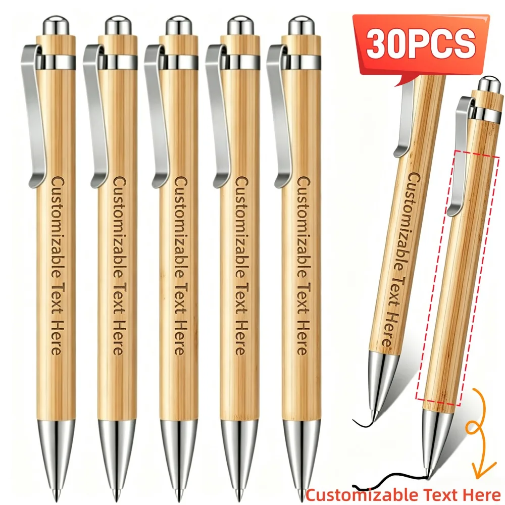 30pcs Engravable Bamboo Customizable Ballpoint Pens Personalized Wedding Guestbook Favors Unique Customizable Wedding Favors