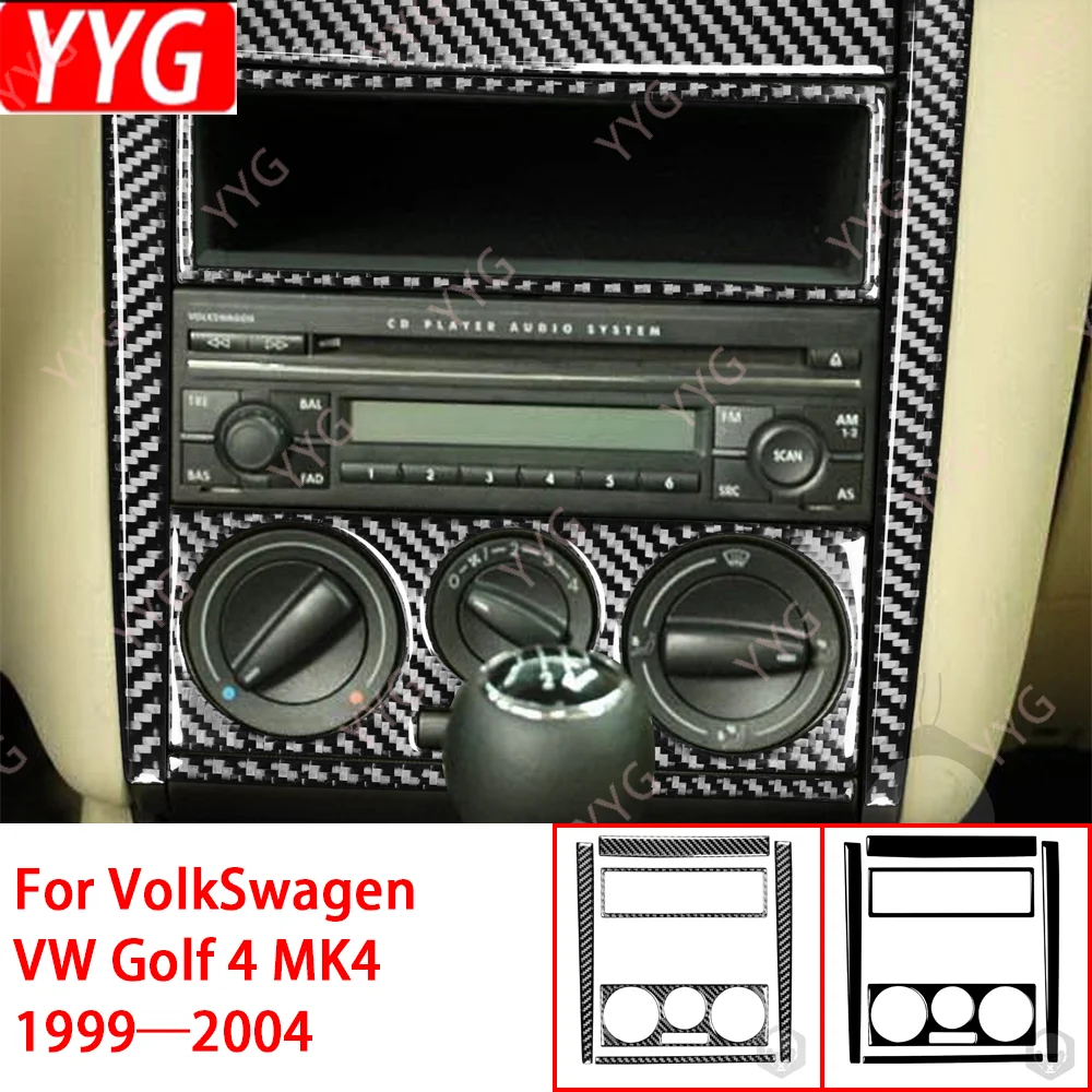

Black Plastic Center Console AC CD Panel Interior Cover Trim Sticker For VW Golf 4 MK 4 1999 2000 2001 2002 2003 2004