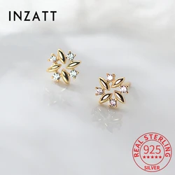 INZATT Real 925 Sterling Silver Zircon CZ Star Stud Earrings For Fashion Women Party Cute Fine Jewelry Minimalist Accessories