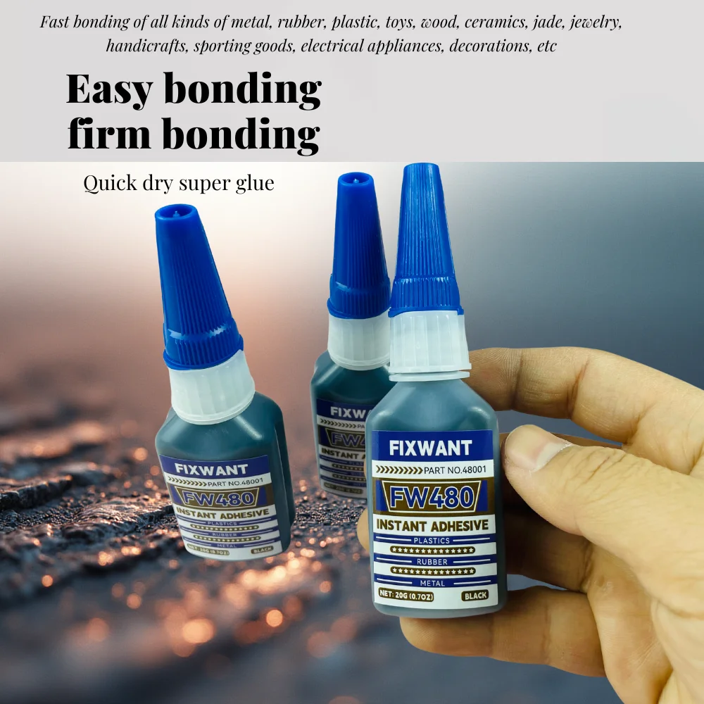 1-10 bouteilles 20g 480 Super colle noire rapide-Bondig adhésif instantané cuir plastique caoutchouc bois métal colle liquide Extra forte