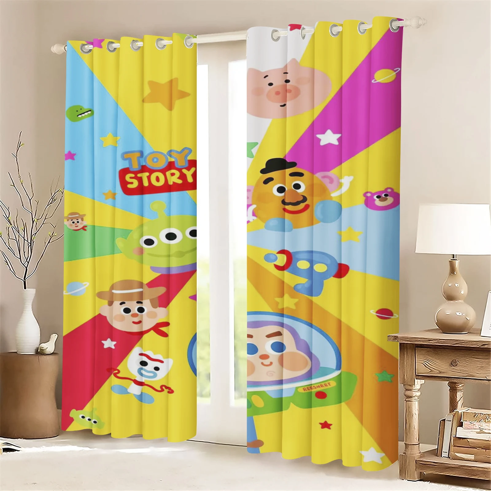 

Dianey Toy Story Cartoon Curtain Blackout Polyester Animated Fashion Suitable For Bedroom Kids Adult Gifts Room Decoration