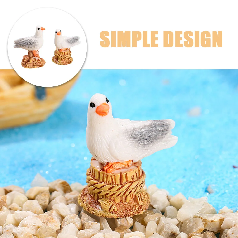 10 Pcs Seagull Ornaments Outdoor Statues Beach Sculpture Bird Coastal Birds Resin Ocean Decor Garden Figurine