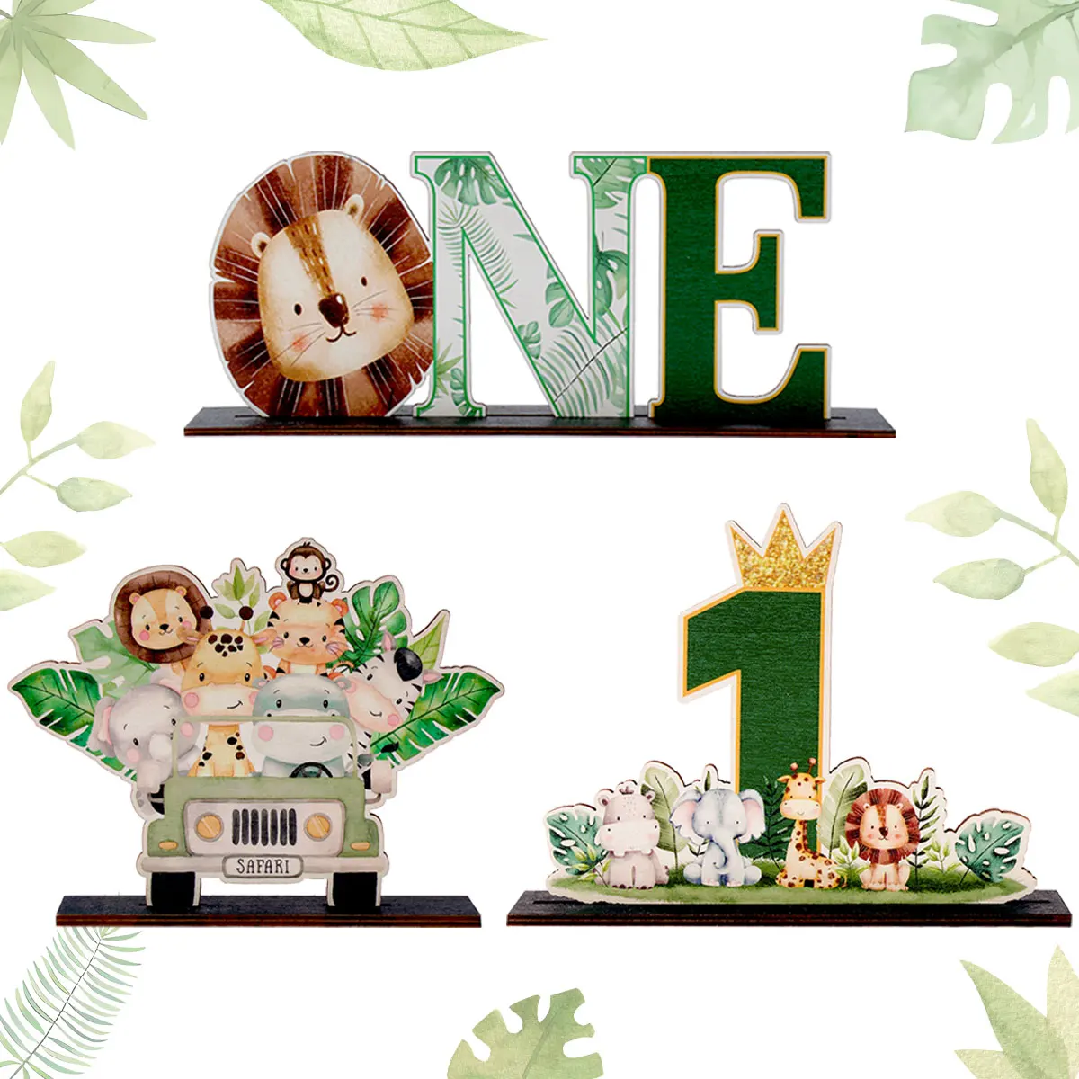 One Year Birthday Party Decoration Kids 1st Jungle Safari Birthday Party Supplies Jungle Animals Baby Shower Boy Girl Gifts