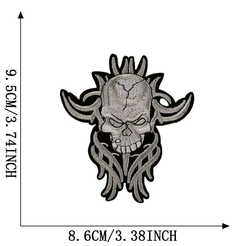 Schädel bestickte Patches für Kleidung Eisen auf Nähen Stoff Aufkleber Thermo Jacke Jeans Strijk Diy Mochila Parches – Detail 5