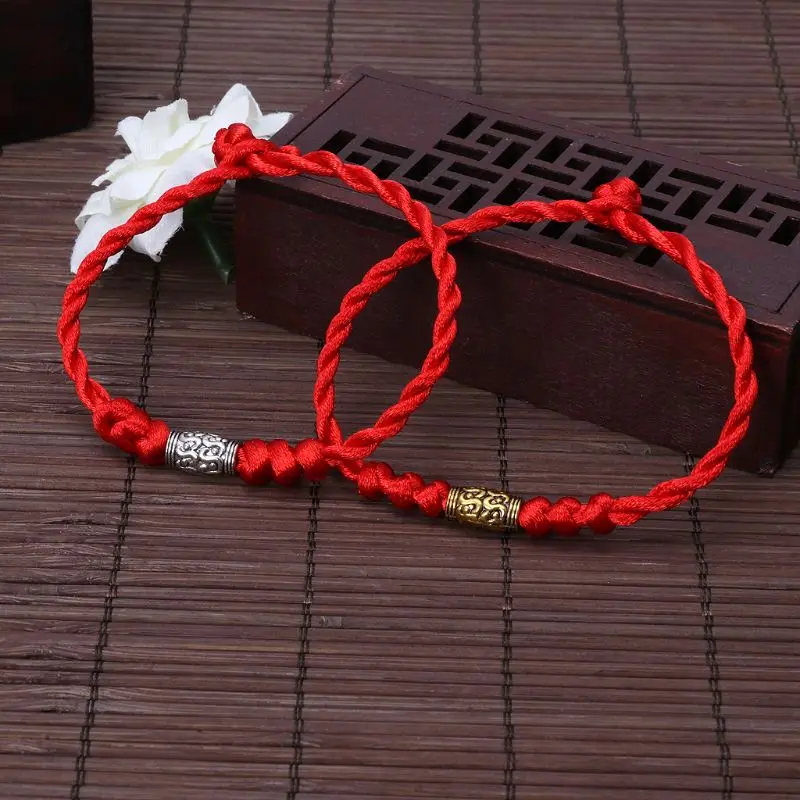 Pulsera cuerda roja estilo étnico, pulsera oro y plata tibetana tejida a mano, regalos