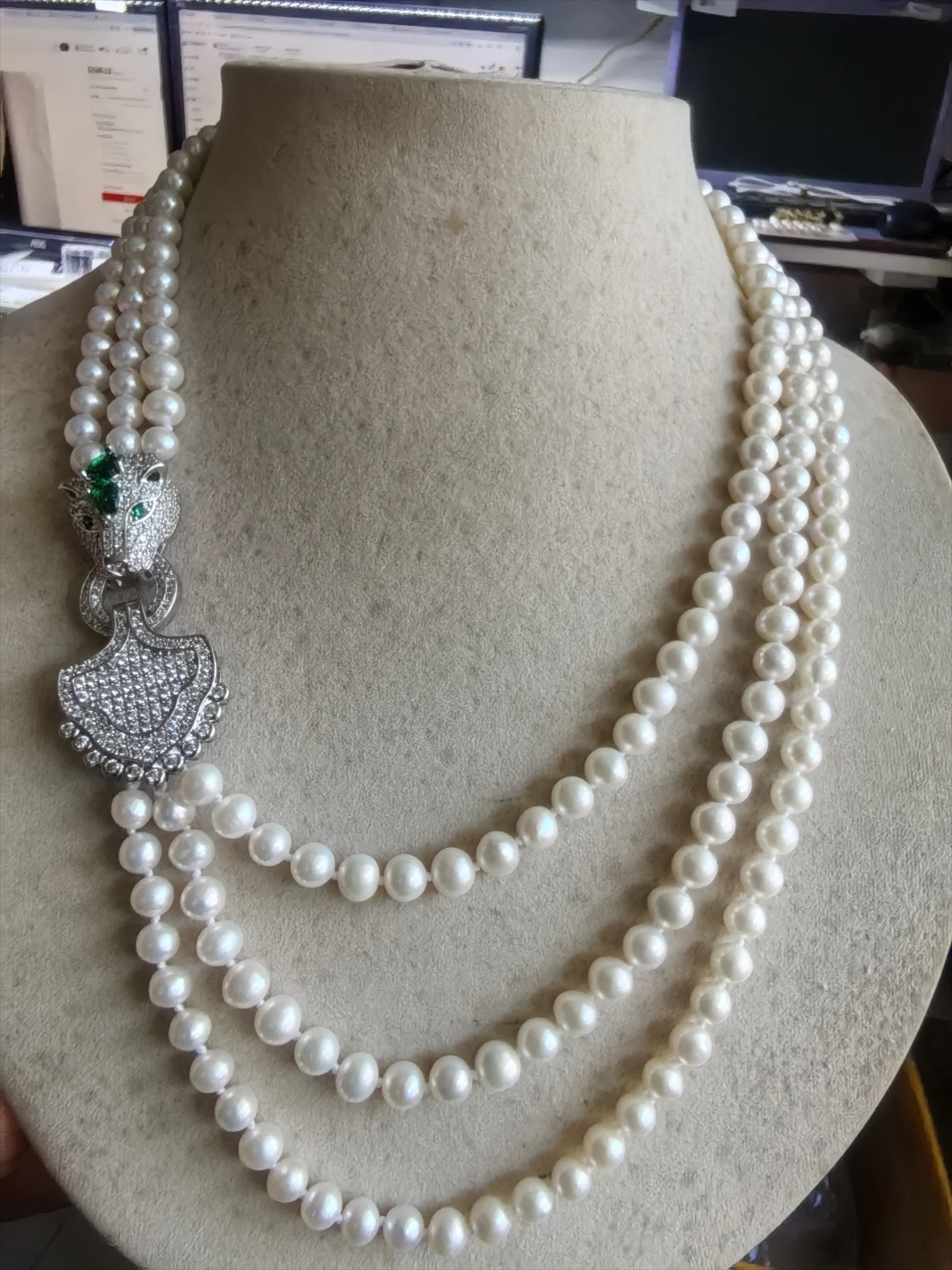Japan akoya Necklace AAAA 6-7mm Natural Japanese White Pearl Necklace bracelet set 18in 925
