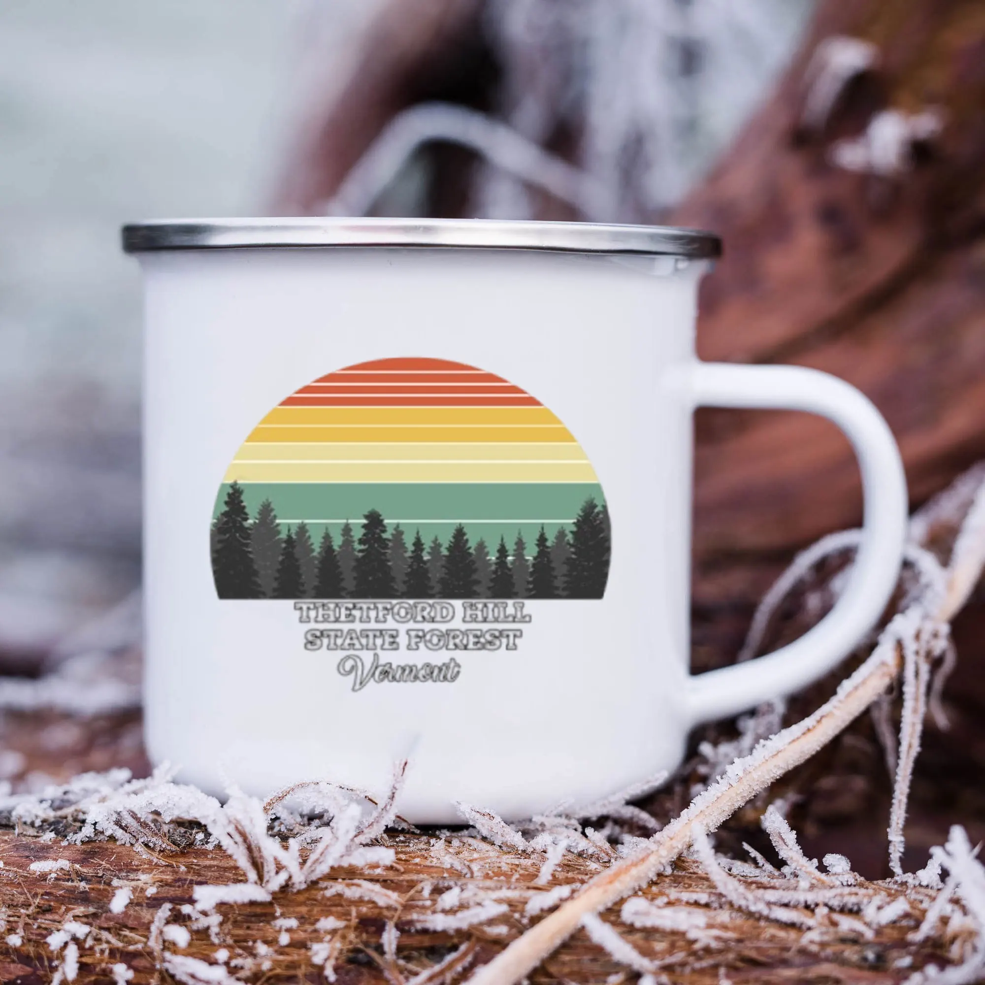 

Personalised State Forest Enamel Camping Mug Gifts Ideas For Camper Campfire Mugs Outside Outdoors Festival Travel Gift