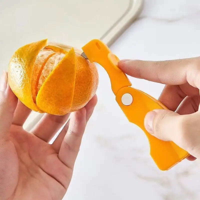 Fruit Vegetable Peeler With Folding Handle, Creative Manual Orange Lemon Plastic Knife Portable Kitchen Peeling Cutter Gadget