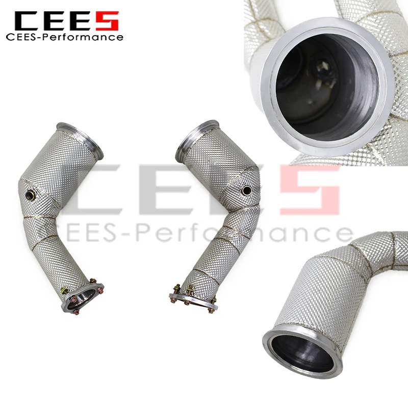

cees SUS304 without Catalyst Downpipe Exhaust for 2019-2024 Audi RS4 B8 RS5 B9 2.9T Sport Exhaust with Heat Shield Street Header