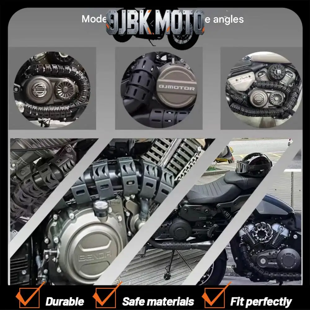 Modified exhaust pipe heat shield for QJMOTOR SRV300 350 250V 400 600 motorcycle, non-destructive heat shield accessory.