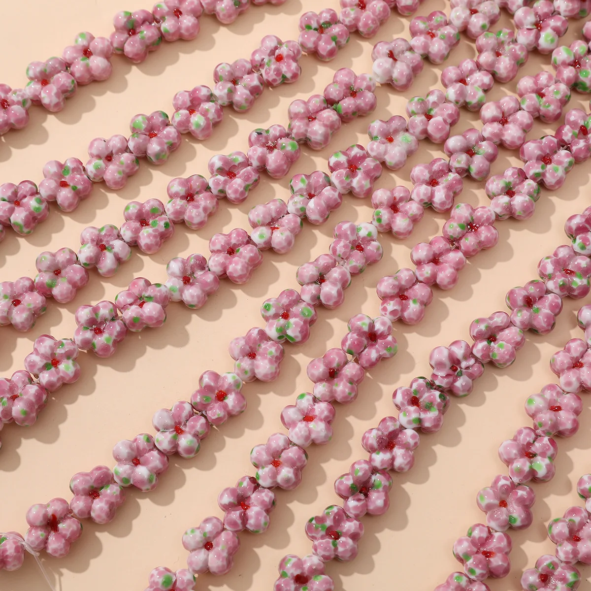 2 sztuk różowy kwiat koraliki Lampwork Spacer luźne szklane koraliki Charms do tworzenia biżuterii DIY kobiety naszyjnik bransoletka rzemiosło ustalenia